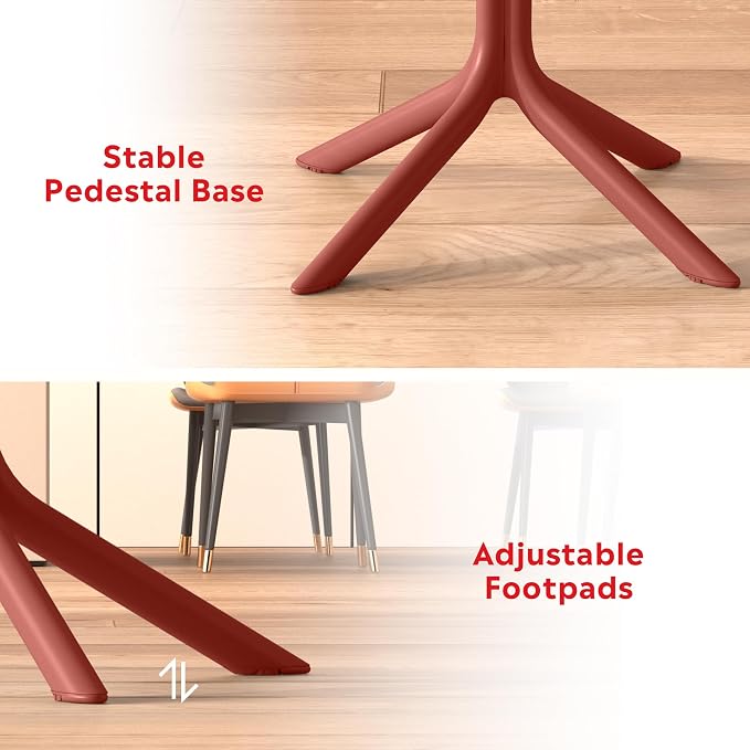 Costaelm Patio Dining Table for 4, Square PP Patio Table, 4-Person Weather Resistant Deck Table for Porch Poolside Lawn Garden Backyard, Red