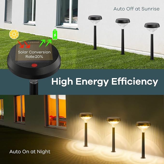 Linkind Solar Lights Outdoor4 Pack, Solar Pathway Lights Warm White | Landscape Path Lights,IP65 Waterproof Solar Lights for Walkway Yard Garden Driveway