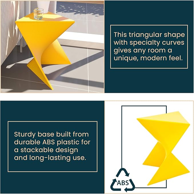 LeisureMod Modern Accent End Table - Stylish Yellow Side Vanity Table for Living Room & Bedroom