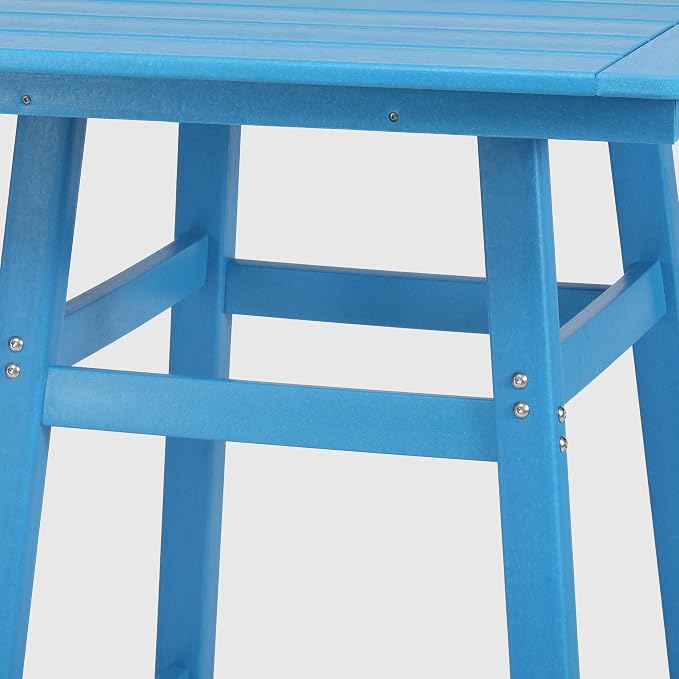 WestinTrends Malibu Square Outdoor Patio Bistro Bar Table with Umbrella Hole 42" Tall, Pacific Blue
