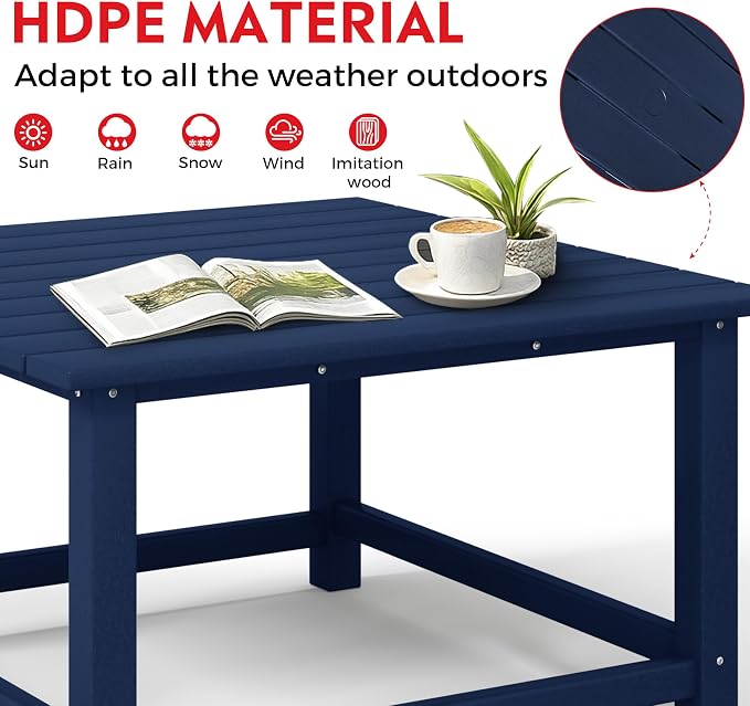 Costaelm Outdoor Kids Table, Toddler Dinner Table Baby Desk Outdoor Childrens Party Tables for Arts & Crafts, Snack Time, Multi-Activity Desk for Ages 2-8 in Classroom/Outside, Navy Blue