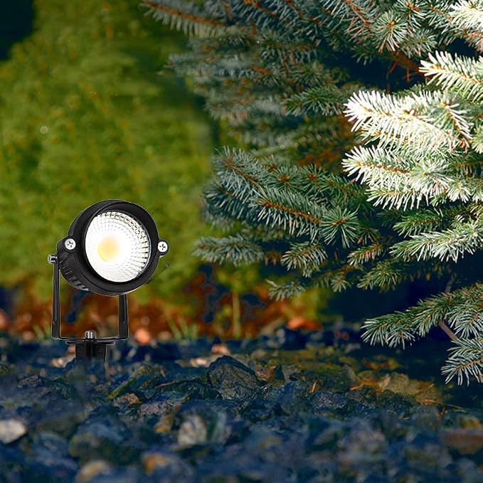 Landscape Lights 5000K,Low Voltage Led Landscape Lighting, 12V AC/DC Waterproof Landscape Spotlights Outdoor with Stake for Tree Flag Spot Light Daylight 10 Pack (Spike Stand)