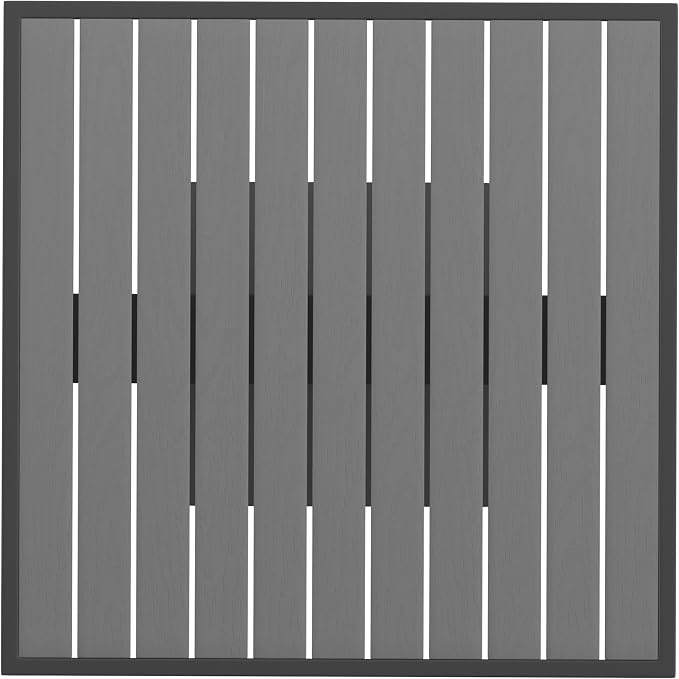 BizChair Commercial Outdoor Patio Bistro Dining Table - Faux Gray Wash Teak Poly Slats - 30" Square