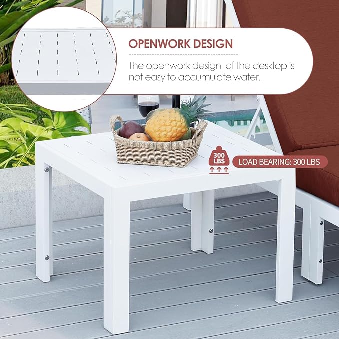NICESOUL 12 Pcs Large Modern Aluminum Patio Furniture Set, L Shaped All Weather Modular Sectional Sofa with Coffee Table, 500 lbs Heavy Duty Comfortable Outdoor Couch for Poolside Backyard, Burgundy