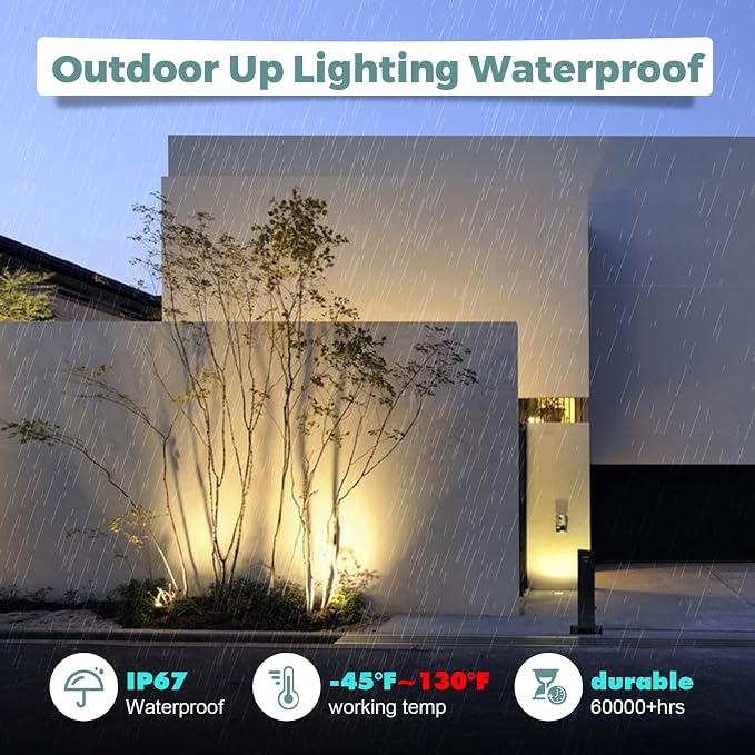 Gardencoin Low Voltage Landscape LED Well Lights, 12V in Ground Lights Outdoor IP67 Waterproof, 5" Tall Wired Landscape Up Lighting, Included Replaceable 5W 2700K MR16 Bulb Dimmable, 12 Pack