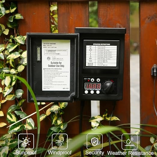 Low Voltage Transformer 120 watt Malibu Outdoor Transformer Output 12V AC for Landscape Lighting and Outdoor Lighting Black
