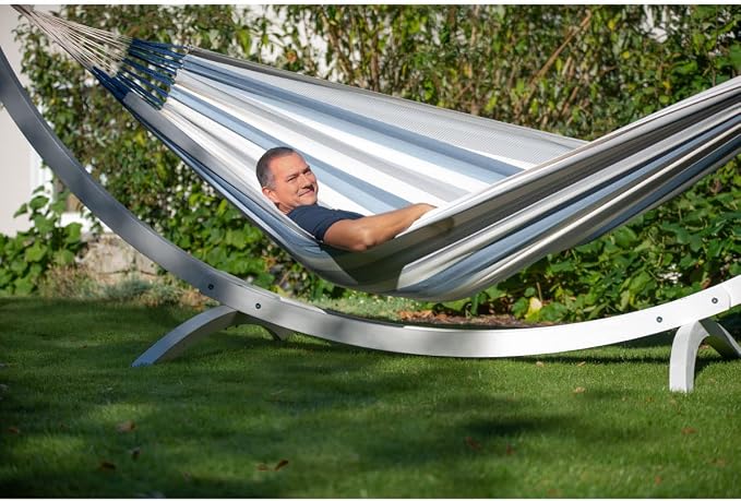 LA SIESTA Brisa Double Outdoor Hammock — Colombian-Made Polypropylene, UV & Weather Resistant, for Backyard & Patio - Sea Salt