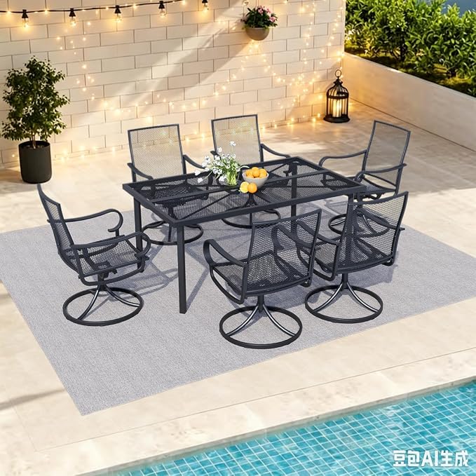 Outdoor Swivel Rocker Patio Dining Chair Set of 4, Mesh High Back with Metal Frame, All Weather, for Backyard, Lawn, Deck and Porch
