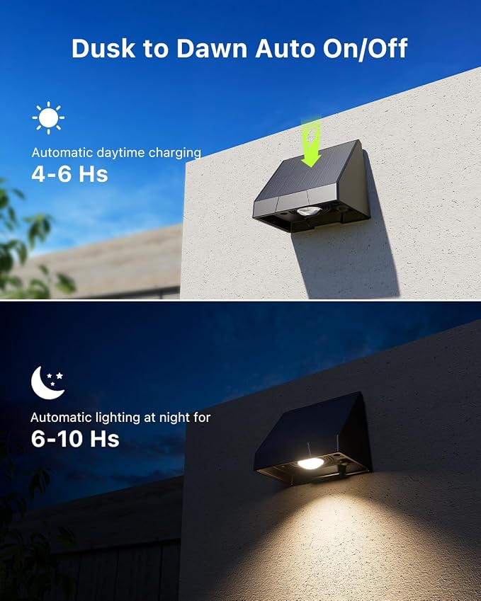 8 Pack Solar Powered Fence Lights Outdoor Wall Mount Decorative Waterproof Down LED for Deck, Outside Stairs, Pool Cage, Patio, Backyard, Garden, Bright 3 Color Temperatures Lamps with Easy to Install