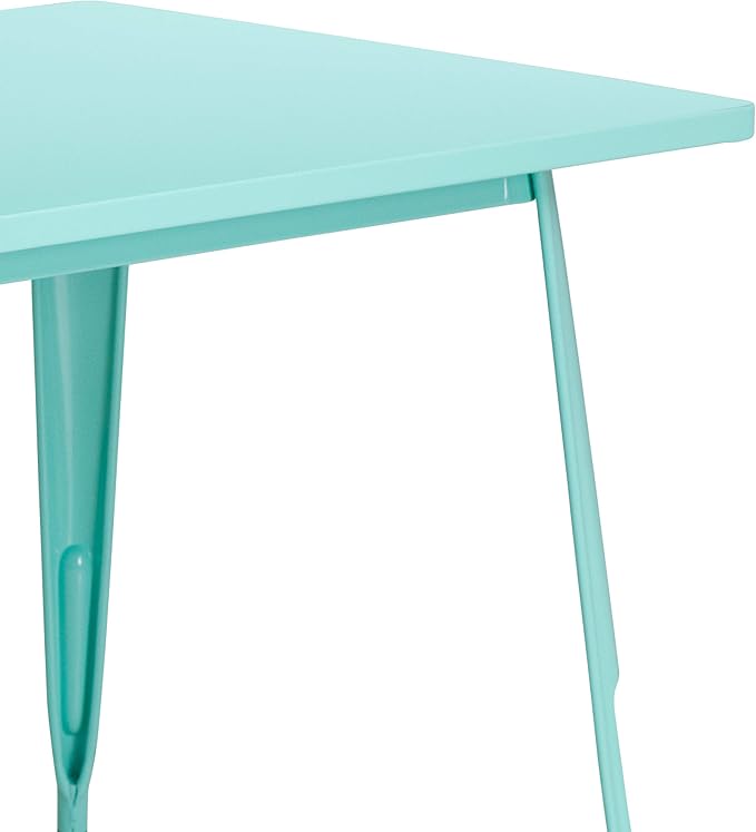 EMMA + OLIVER Commercial Grade 31.5" x 63" Rectangular Mint Green Metal Indoor-Outdoor Table