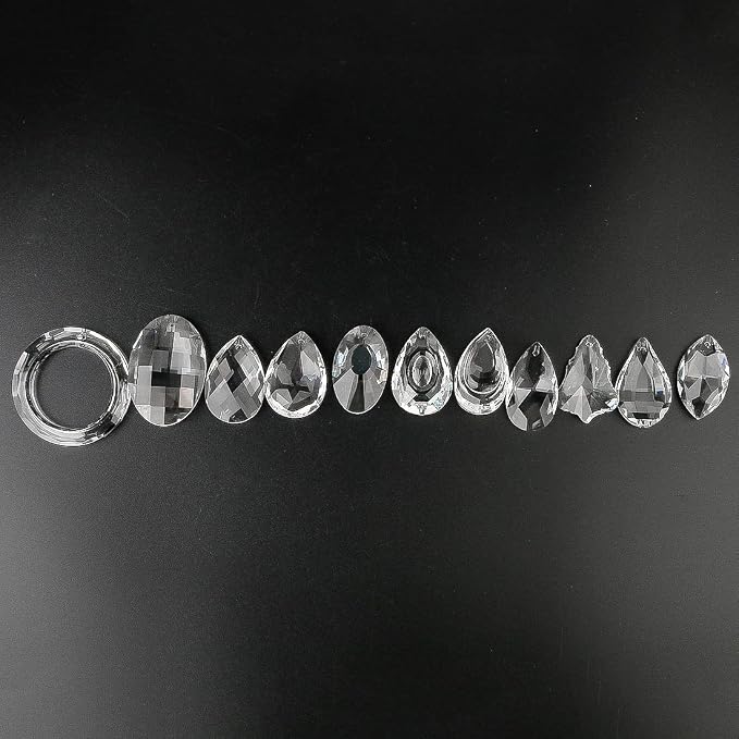 11 Pcs Clear Crystal Prisms Chandelier Lamp Pendants Suncatcher Decor | Crystal Chandelier Lamp Pendants Prisms Balls Suncatcher for Window Home Garden Party Display Decor