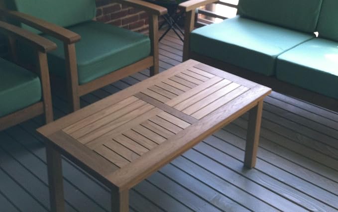 Chippendale Teak Coffee Table, Grade-A Teak Wood, for Outdoor Patios, Decks, Pools and Gardens, 40” x 20” Rectangular & Weather-Resistant, Natural and Unfinished