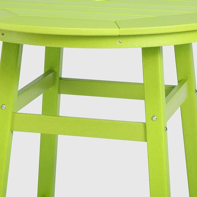 WestinTrends Malibu Outdoor 35" HDPE Round Patio Bar Height Table, Lime