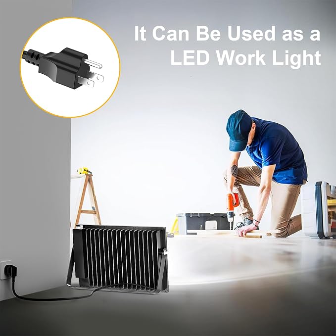 Onforu 200W Flood Lights Outdoor,19000lm Bright LED Work Light with Plug,Daylight White LED Flood Lighting,IP66 Waterproof Security Yard Lights for Yard Garage Stadium 2 Pack