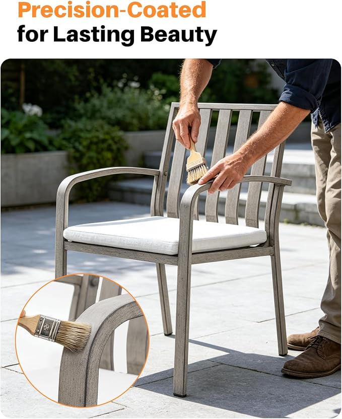 Patio Dining Chairs Set of 2, Never Rusts Aluminum Outdoor Dining Chairs with Thick Cushions, Deep Seating Outdoor Patio Chairs for Table, Sturdy Patio Furniture for Deck, Balcony, Garden