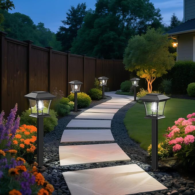 Sparkblaze 2 Pack Solar Pathway Lights Outdoor, LED Solar Yard Lights Dusk to Dawn Solar Garden Lights for Lawn, Walkway, Path & Landscape Lighting. (2, Cold White)