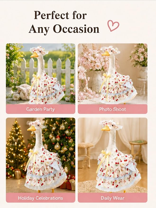 Porch Goose Outfits - 23" /17" Porch Goose Clothes for Lawn Yard (White-D)