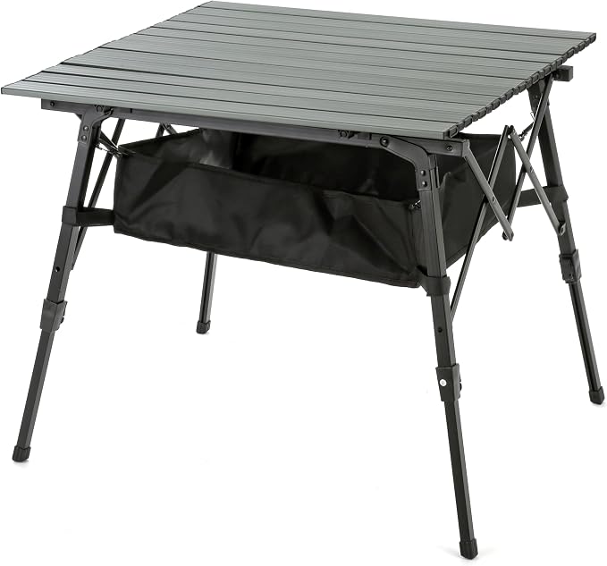 ARROWHEAD OUTDOOR 39" Aluminum Folding Camp Roll Up Table w/Adjustable Height, Undertable Mesh Storage, Carry Bag