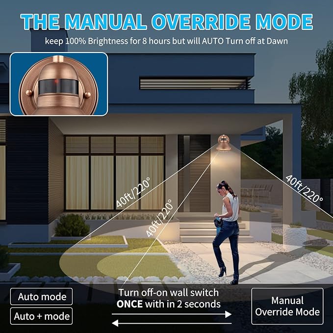Motion Sensor Outdoor LED Barn Light Dusk to Dawn Exterior Wall Lantern | Waterproof Outside Sconce Lighting Fixture Farmhouse Wall Mount Porch Lamp for House Garage Patio