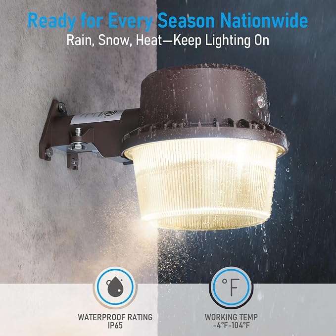 TORCHSTAR LED Barn Light Dusk to Dawn Area Lights Aluminum 3000K Bronze | Outdoor Security Flood Lighting with Photocell, ETL & FCC Listed, IP65 Waterproof, 110-277V, Garage, Yard