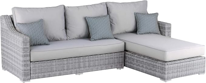 Elle Decor Vallauris Patio Outdoor Furniture Collection, Premium All Weather Wicker, Storage Sectional, Gray