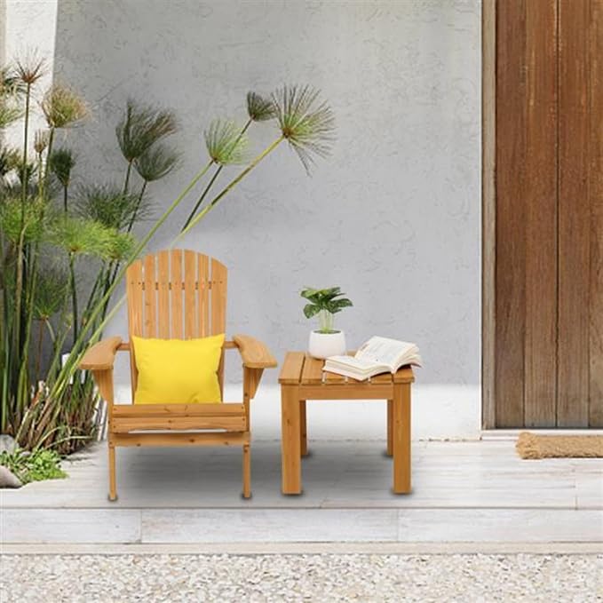 Fir Wood Side Table, Patio Wooden Square Side End Table Coffee Bistro Table Indoor Outdoor for Porch, Poolside, Backyard, Garden, Yard, Balcony, Living Room, Natural