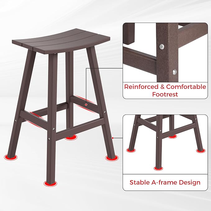 Costaelm Outdoor Bar Table, 42" Counter Height Round Patio Cocktail Bar Table, Patio Bar Table 3-Pieces Set Bistro Dining Table Pub Table for Deck, Backyard, Garden, Dark Brown