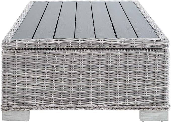Modway EEI-3982-LGR Conway Outdoor Patio Wicker Rattan Coffee Table, Light Gray, 15" x 45" x 31"