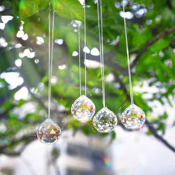 MerryNine Crystal Sun Catcher Suncatcher Prism Ball AB-Coated | 20 Pack, 0.8"/20mm, Rainbow Maker, Crystal Beads, for Feng Shui, Home Room Decor, Indoor Windows, for Gift, DIY