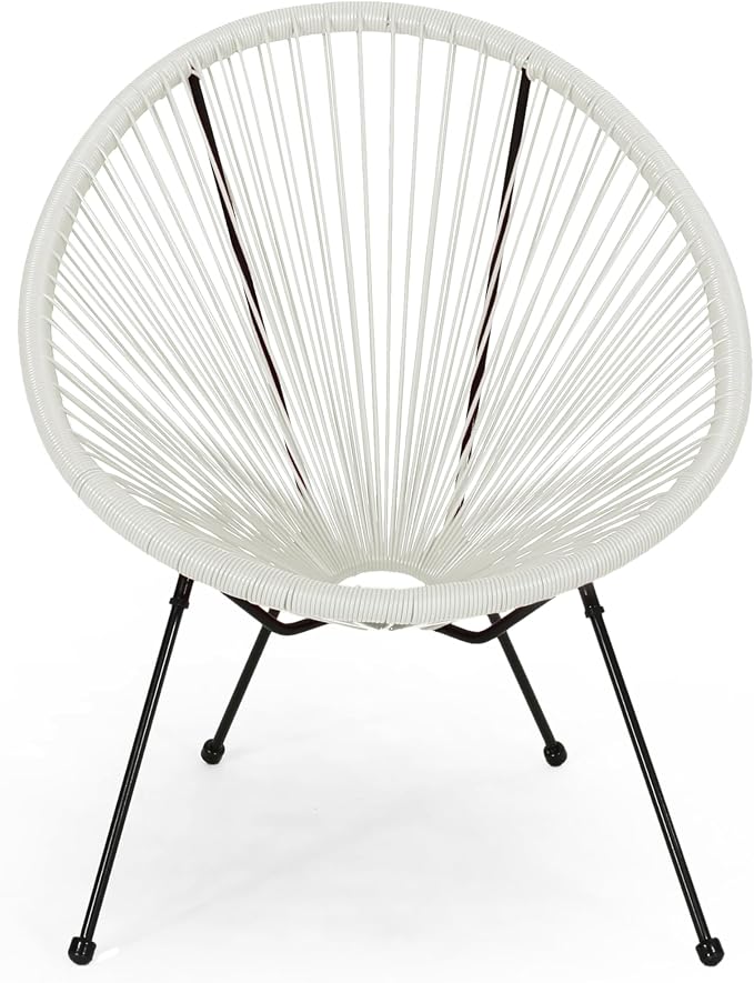 Christopher Knight Home Outdoor Hammock Weave Chair with Steel Frame (Set of 2) - White and Black Finish