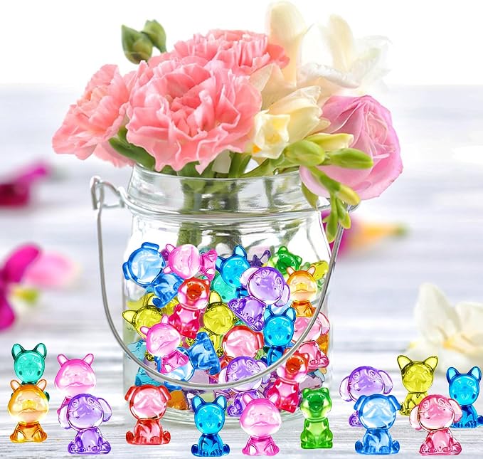180 PCS Mini Dog Figures, Mini Resin Animals Figures to Hide | Small Plastic Dog Figurines Miniature Ornaments Diving Gems for Vase Filler Fairy Garden Party Decorations