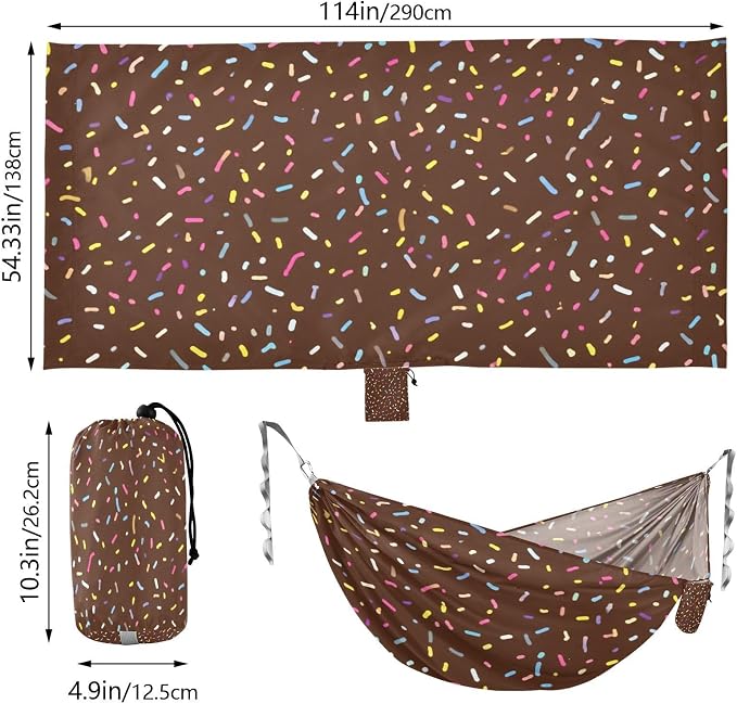 Graffiti Colorful Crumbs Camping Hammock, Portable Lightweight Single Hammock with Tree Straps and Aluminum Carabiners, 114" x 54" Travel Hammock for Hiking Backpacking Beach