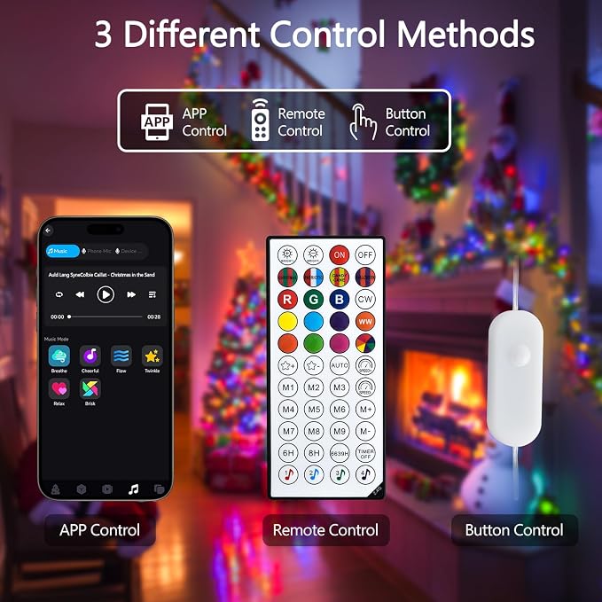 JMEXSUSS 100 LED Color Changing Christmas String Lights with Remote & APP | 33ft Orange and Purple Halloween Lights, Clear Wire Smart Color Changing Christmas Lights Plug in for Halloween Xmas