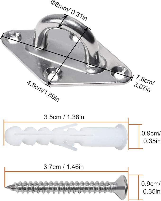 1000 lb Capacity Heavy Duty Hammock Hanging kit 2Pcs Swing Hanger Porch Swing Hanging Kit for Hammock Stand, Swing Chair, Yoga Hammock Hardware