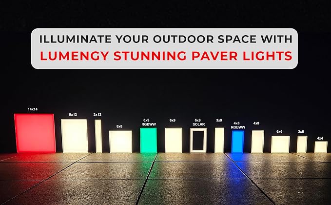 LUMENGY Paver Light 2x8 Inch (1.97x7.87), 2700K Warm White, Glare-Free Brick Lighting for Driveways, Walkways, Pool Decks and Patios, 12V Hardwired, IP67 Waterproof, Drive-Over Rated