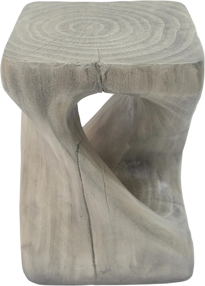 Christopher Knight Home Novi Outdoor Accent Table, Twist-Shaped MGO Sofa Side End Table, Garden Stool for Patio Balcony Beach Pool, Lightweight Concrete, Wood-Like Texture, Gray