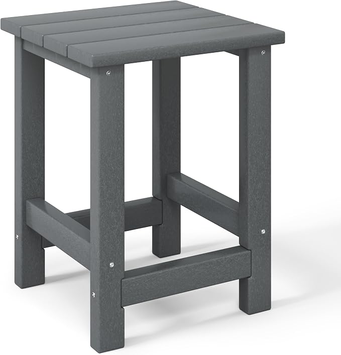 WestinTrends Malibu Kids Outdoor Patio Furniture HDPE Adirondack Square Side Table, Gray