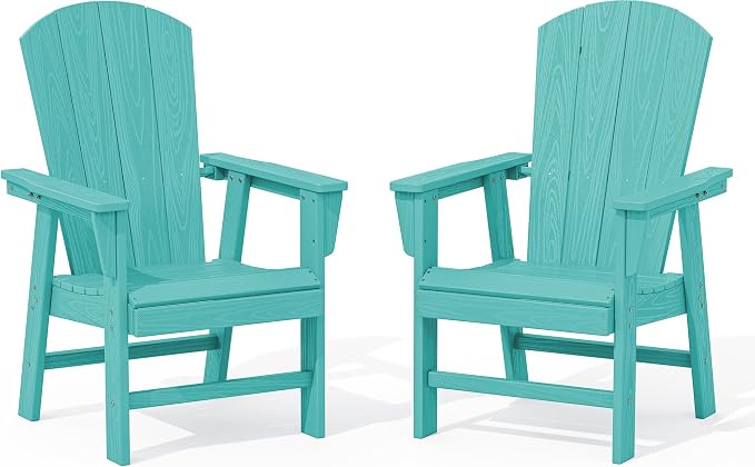 SERWALL Outdoor Adirondack Dining Chair Set of 2, All Weather HDPE Patio Chairs, Aruba