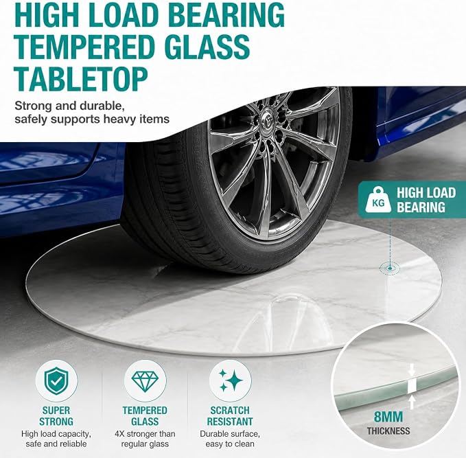 28" Round Tempered Glass Table Top, 5/16" (8mm) Thick, Marble Pattern Replacement, Heavy-Duty, Heat & Scratch Resistant for Coffee, Dining & Patio Tables, White