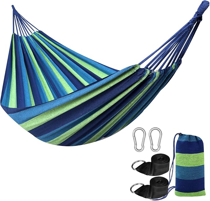 ANYOO Cotton Hammocks Portable Hammock with Tree Straps Easy Setup Indoor/Outdoor Hanging Bed 550lb Capacity Perfect for Backyard Camping Travel