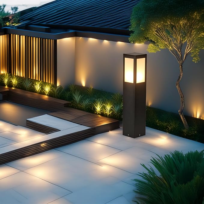 Outdoor Path Light, Post Lights,LED Bollard Lamp for Walkway, Garden, Yard (24 inches)