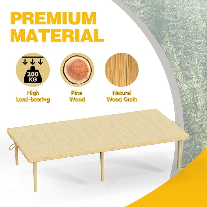 30x60 Inch Boho Low Picnic Wood Table - Foldable Design And And 2 Set Of Wood Table Leg For Sitting On The Floor Low Height Floor Picnic Table Encourage A Laid-back Vibe At Home Or In Nature