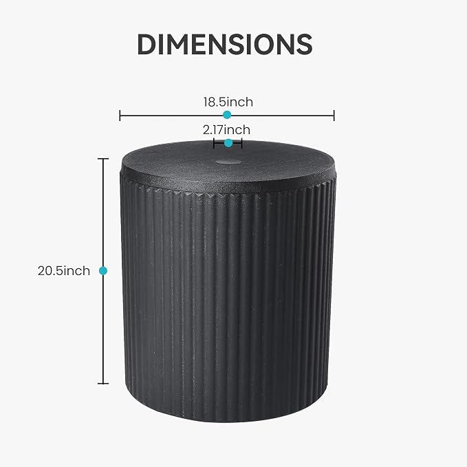 COSIEST Outdoor Side Table with Umbrella Hole,Patio Umbrella Stand Fits 1.5"-1.9" Pole,Durable Umbrella Side Table for Garden, Deck & Pool,Easy Assembly,Black