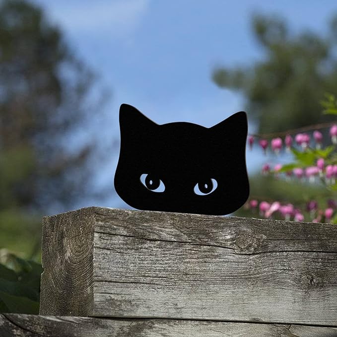 Qmetalart Black Cat Decorations Metal Garden Yard Art Decor Farmhouse Home Decor Outdoor Ornaments Décor Courtyard Lawn Gift Ideal for Cat Lovers Animal Silhouette Set of 2