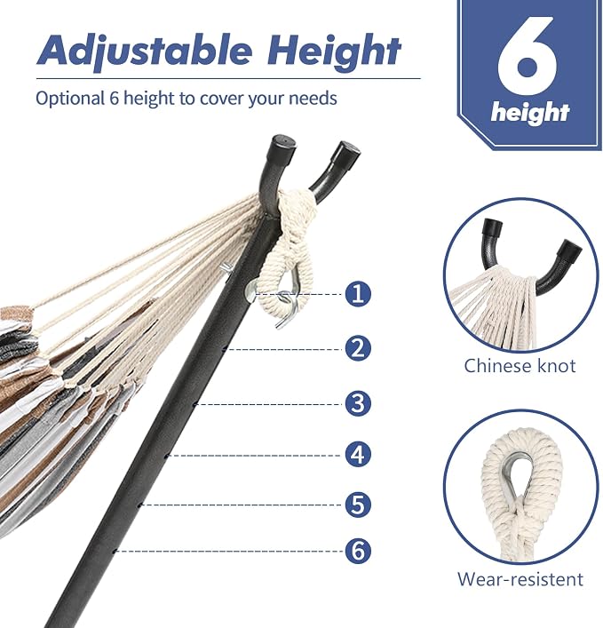 ONCLOUD 550 LB Capacity Double Hammock with Stand – Portable Bag Included (Desert Stripe)