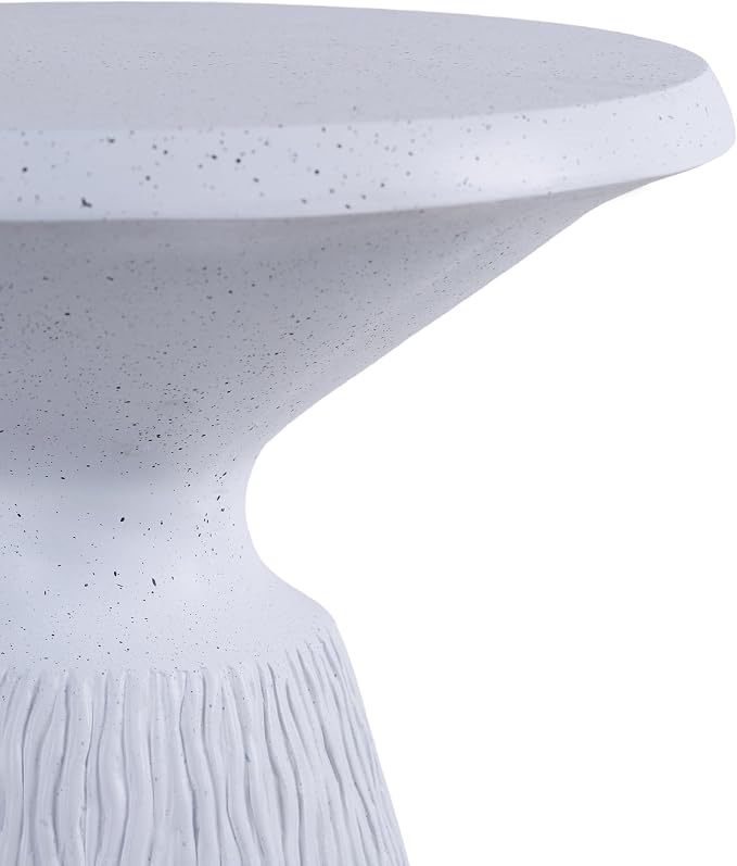 16.73" Cement End Tables for Patio,Aqua Grey | Modern Small Round Side Accent Table,Tree Stump Garden Stool Drum Indoor and Outdoor