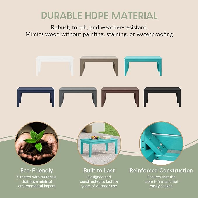 WestinTrends Malibu 3-Piece HDPE Outdoor Patio Furniture Couch and Coffee Table Set, Turquoise