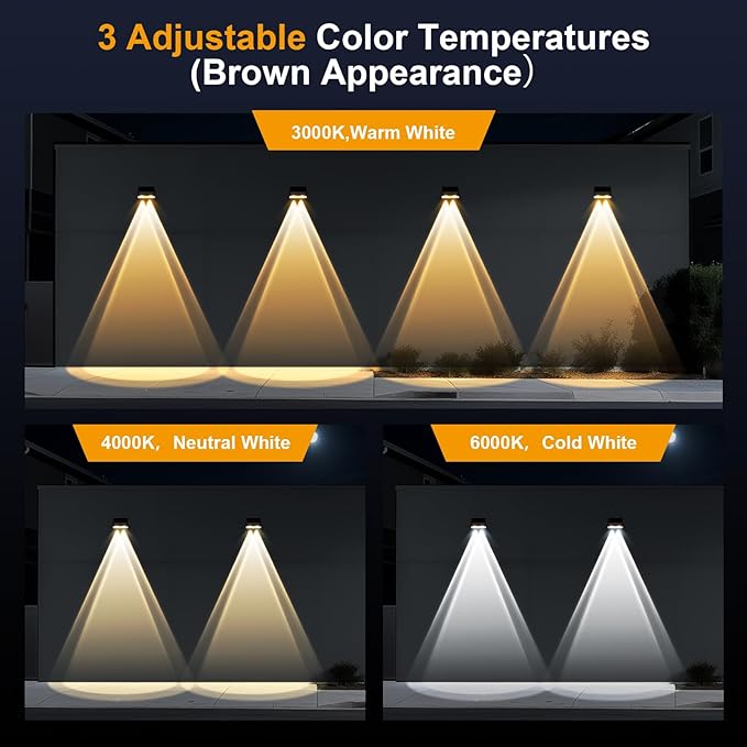 Long Lasting Solar Fence Lights Outdoor,3000/4000/6000K,Deck Lights Waterproof,Perfect for Winter and Rainy Days,Dusk to Dawn High Brightness Solar Lighting for Wall,Step,Yard,Patio,Backyard(12 Pack)
