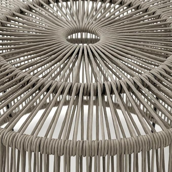 Gray Wicker Round Outdoor Coffee Table with Sturdy Frame, Weather-Resistant Design, Ideal for Patio, Garden, and Outdoor Living Spaces
