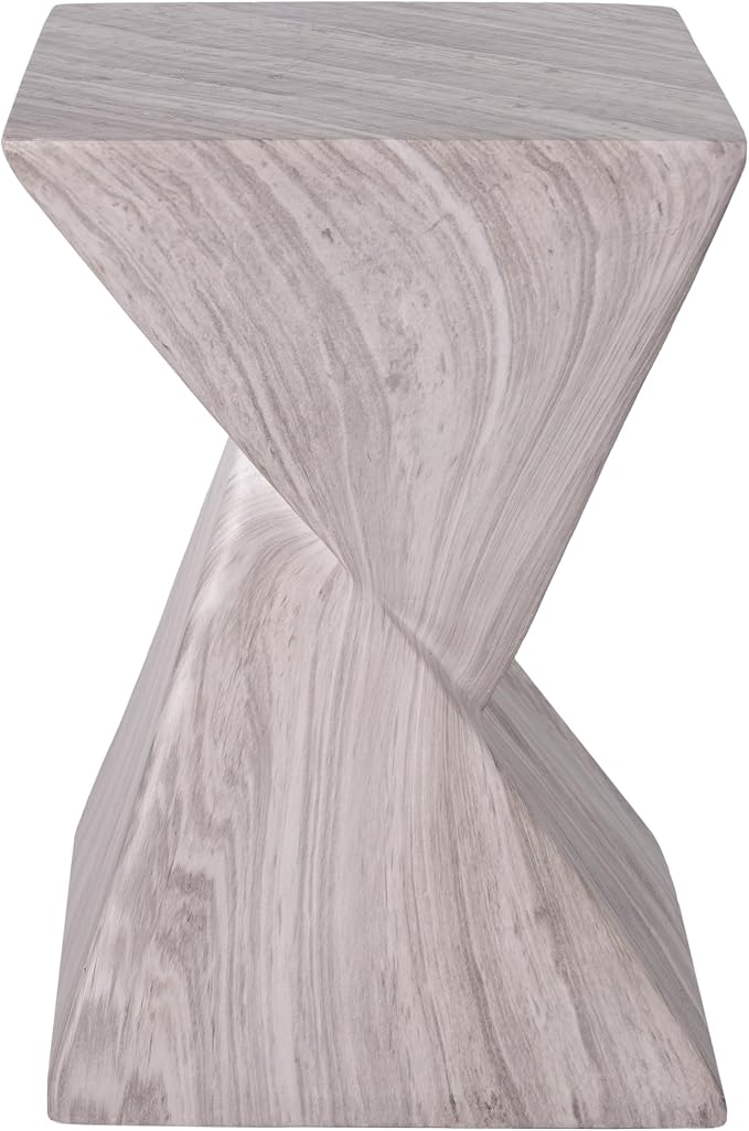 Christopher Knight Home 18.5 Inch Modern Outdoor Faux Concrete Side Table, Patio End Table with Sculptural Fluted Geometric Design, Accent Table for Garden Balcony Poolside